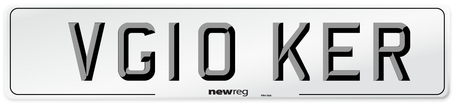 VG10 KER Number Plate from New Reg